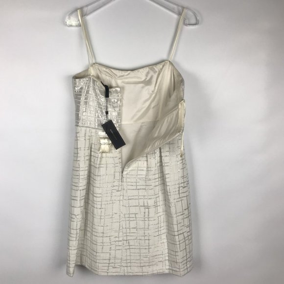 New BCBG Cream Silver Metallic Jacquard  NWT - Picture 4 of 8